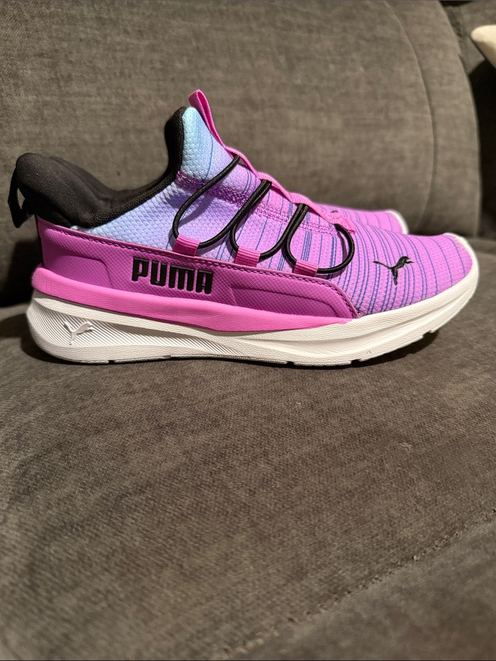 Puma Kids Pink and Purple Slip-On Sneakers